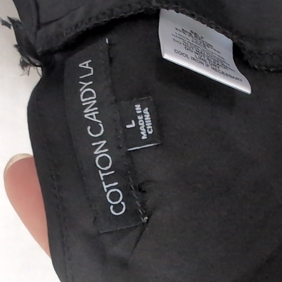 Cotton Candy LA Black Satin Tie-Up Tank Cropped Size Large - Picture 5 of 6